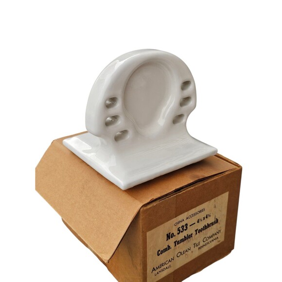 Vintage American Olean Tile Tumbler Toothbrush Cup Holder Ceramic Wall Mount - Picture 1 of 10